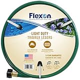 Flexon 1/2' x 25ft Light Duty Garden Hose – Lightweight, Flexible, Kink-Resistant, Durable Vinyl, Leak-Proof Couplings, Weather-Resistant Water Hose for Lawn, Garden, and Outdoor Use