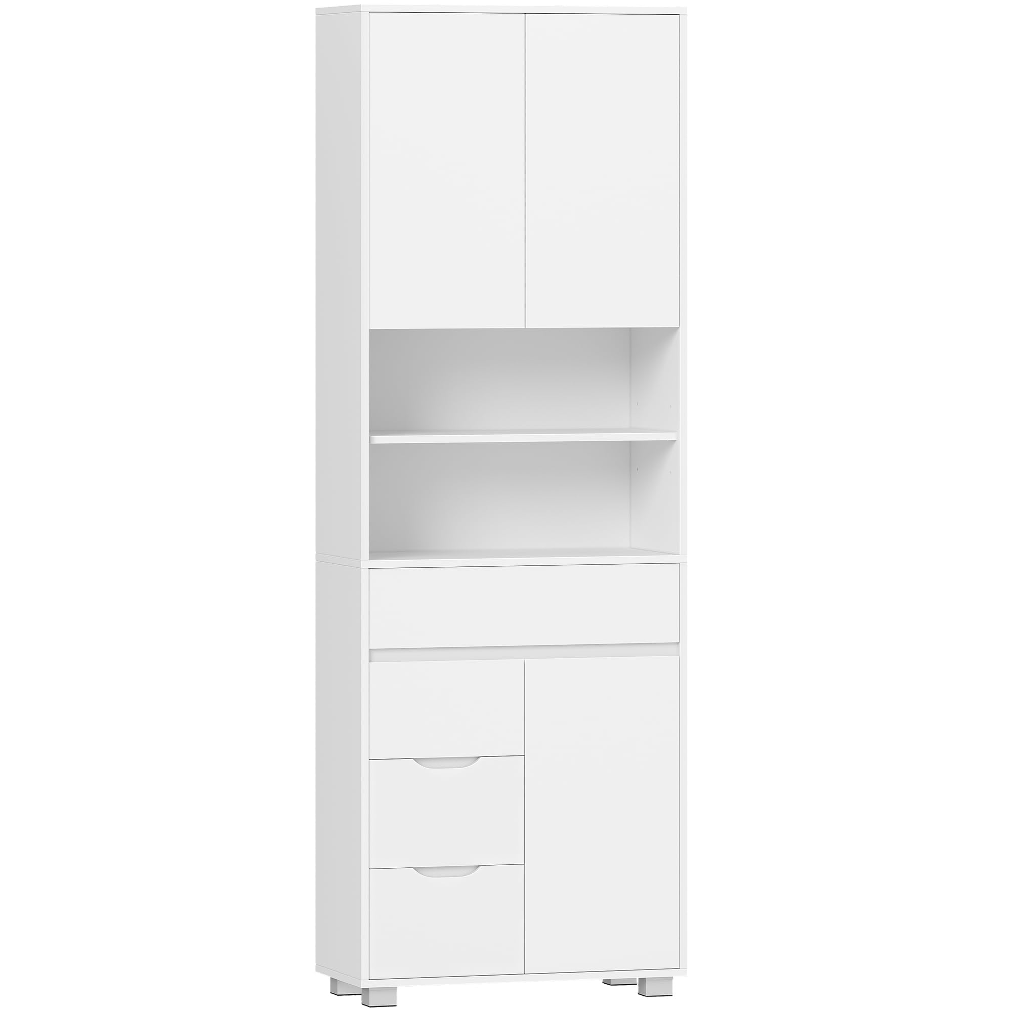 Hzuaneri Mobile Bagno, Alto, Colonna Bagno, 4 Cassetti e 3 Ante, ripiani regolabili, Ampio Spazio di Archiviazione, 30 x 60 x 190 cm, Moderno, per Soggiorno, Bagnos, Bianco SC15503X