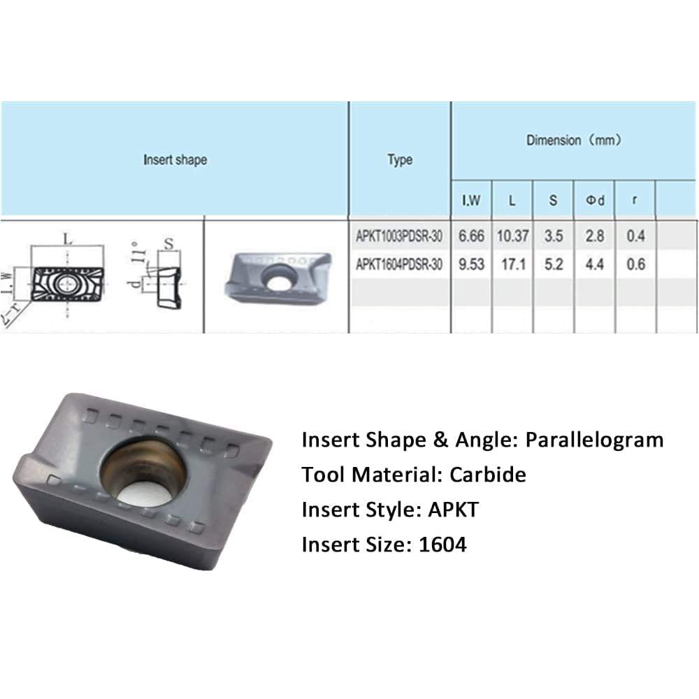 APKT1604 Plaquettes de fraisage PDSR pour acier et acier inoxydable, plaquettes de fraisage APKT, 10 pièces