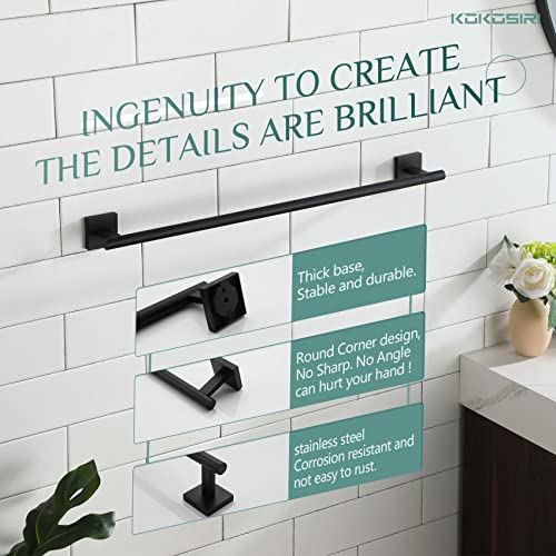 Image of KOKOSIRI Towel Rails Bathroom Towel Bars Matte Black 24 Inch Bath Towel Holder for Cabinet Kitchen Wall, 2 Pack Stainless Steel B4005BK-L24-P2