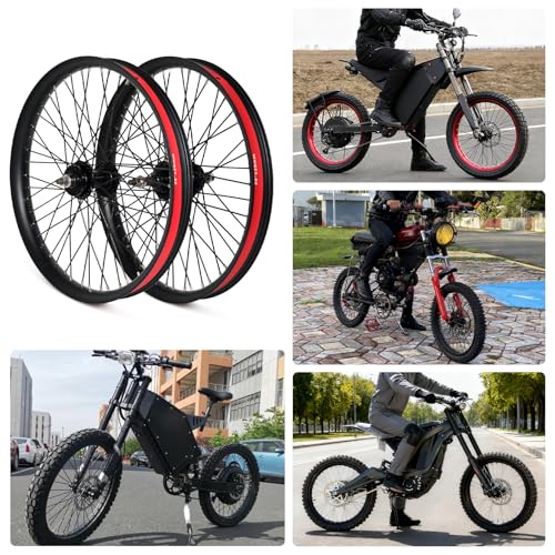 Exceedhub 20" x 1.85" Heavy Duty Bike Rim Wheelsset, Front and Rear Wheel, 12 Gauge 48 Spokes Wheelset, Double Wall Aluminum Alloy Bicycle Wheels Rims Disc Brake MTB Wheel Set(20 Inch)