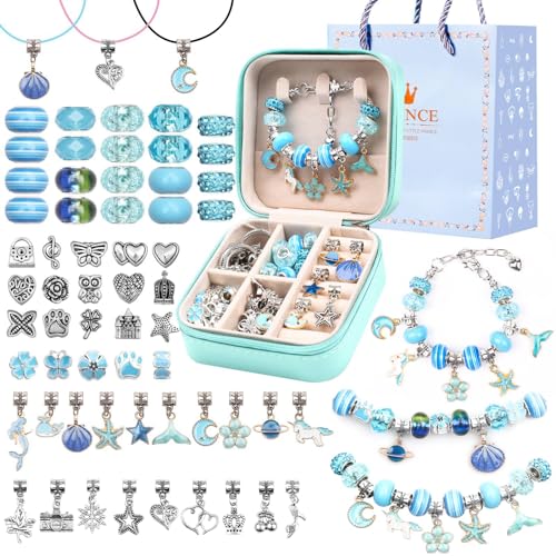 UFU - UFU Charm Bracelet Making Kit, 66Pcs DIY Jewelry Making Kit, Girls Gifts Toys Crafts for Girls Ages 5-12, with a Portable Bracelet Organizer Box