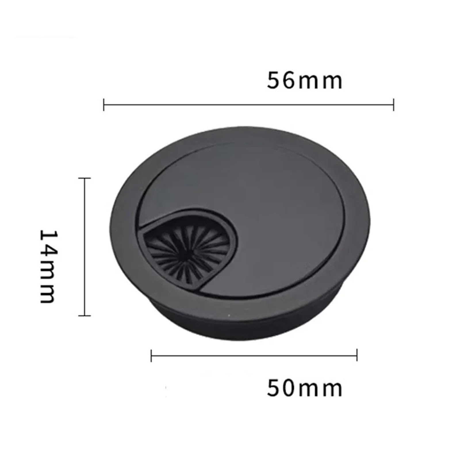 Metalowy kabel biurowy 60 mm, grommet perłowy srebrny, odłączany drut na stół, do komputera biurowego (kolor czarny, 60 mm)