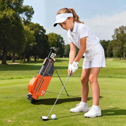 Image of 5 /6 /7 Pieces Kids Golf Clubs Set - Youth Golf Clubs Junior Set Ages 3-14 Includes Stand Bag, 1# Driver, 5# Hybrid, 7#, PW# Irons and Putter Right /Left Hand for Boys Girls