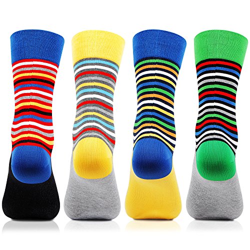 Image of Bonjour Men's Cotton Ankle Length Bold Striped Design 4 Pair Of Socks (Assorted)
