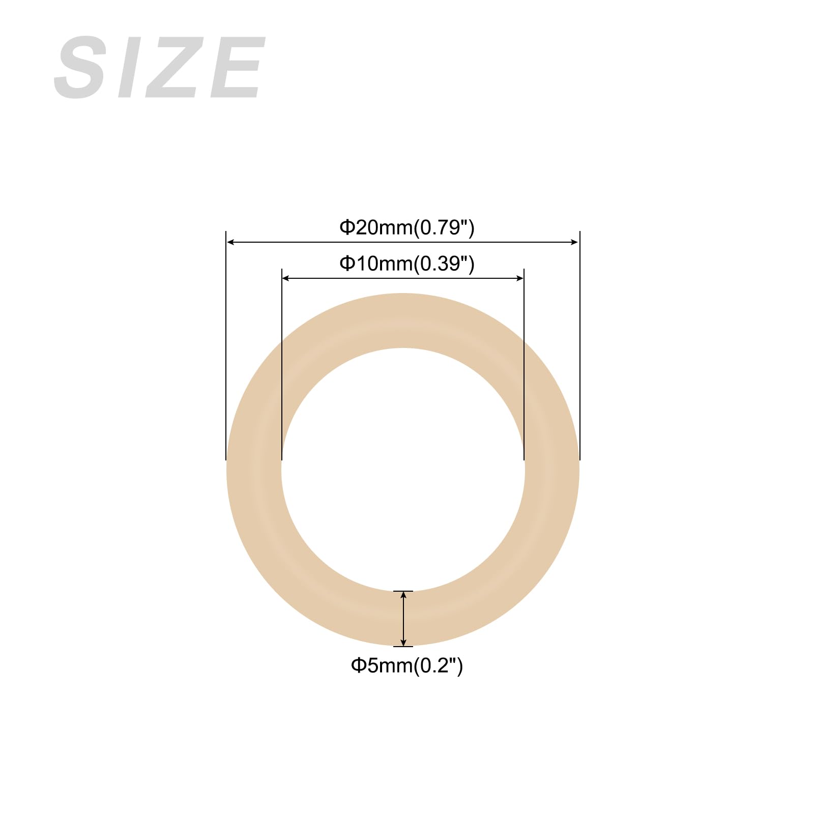 METALLIXITY Unfinished Wood Rings (20x5mm/0.79"x0.2") 60Pcs, Natural Solid Wooden Circle Hoops - for Home Decor DIY Craft Macrame - Image 2