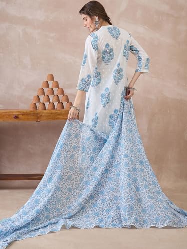 Image of INDO ERA Women Pure Cotton Kurta Set with Dupatta | Festive Suit Set