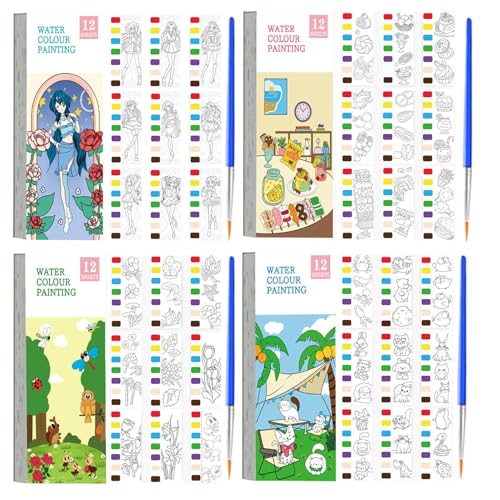 Générique 4 x Aquarell Taschenmalbücher Malset