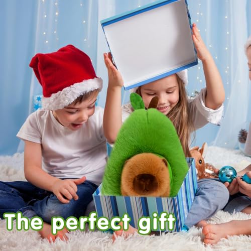 XPJBKC 2 in1 Capybara Kuscheltier, 35CM Capybara in Avocado Plüschtier, Niedlich Avocado Plüschtier, Abnehmbare Cute Plushies, Super Weiche Gefüllte Spielzeug Plüsch für Home Deko