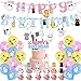 Produktbild Katzen Geburtstag Deko,38 Stück Rosa Kindergeburtstag Deko Katze Set mit Happy Birthday Banner Girlande Katze Luftballons Torten Topper Tier Geburtstagsparty Deko für Mädchen Kinder Baby