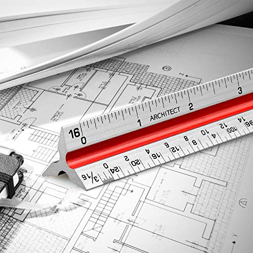 Hutou HU-08-066 12 Inch Architectural Scale Ruler Aluminum Architect Scale Triangular Scale Ruler thumb #6