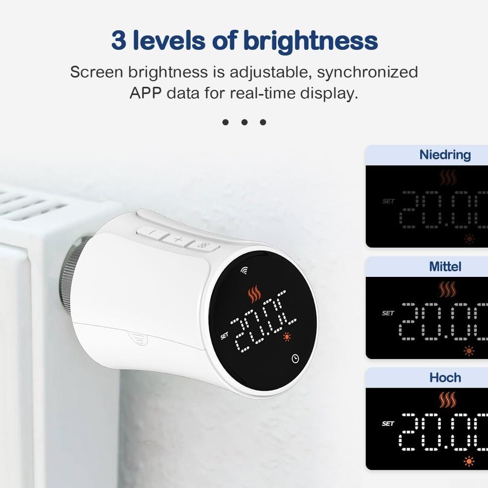 Válvula termostática inteligente de plástico para radiador, diseño blanco