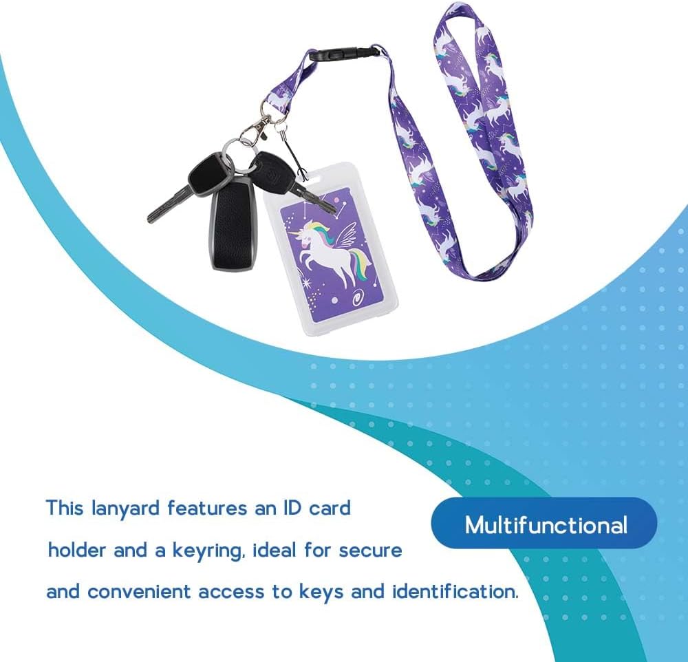 Cute Unicorn Lanyard for Kids – Breakaway Safety Neck Strap with ID Badge Holder & Keychain – Soft Durable Material – Gift for Girls Students School - Image 5