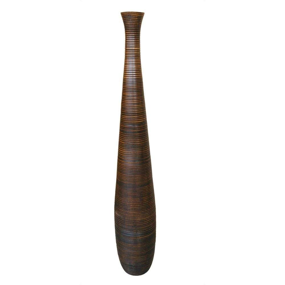 Leewadee Large Tall Floor Vase 85 cm - Handcrafted Brown Mango Wood Vase for Pampas Grass & Dried Flowers โ image 1