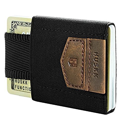 Mens Wallet Minimalist Slim Thin Front Pocket Card Holder - ECSC HUSKK (One Size, Dark Brown-Crazy Horse)