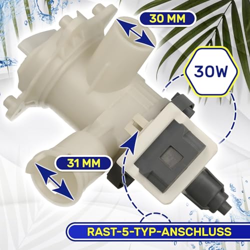 Laugenpumpe für Waschmaschine mit dem Originalcode 00145777 00144971 00145755 für Bosch für Balay für Constructa für Siemens für Neff - Garantie 10 Jahre - MONTERAL