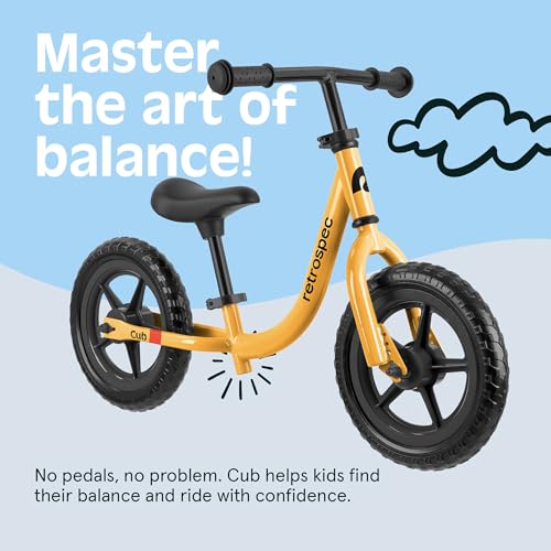 Image of Retrospec Cub Toddler Balance Bike for Ages 18 Months - 3 Years - 12in No-Pedal Beginner Bicycle with Adjustable Seat, Puncture-Proof Tires & Safe Low Frame Design
