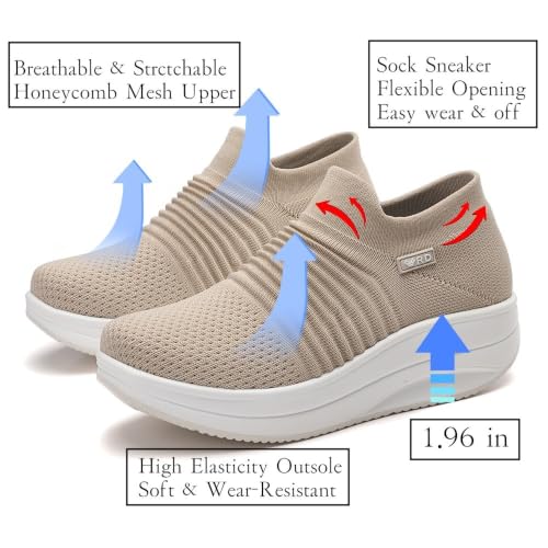 Image of Walking Shoes for Women Slip On Nurse Slip Resistant Work Sock Sneakers Food Service Platform Comfortable Weight Light