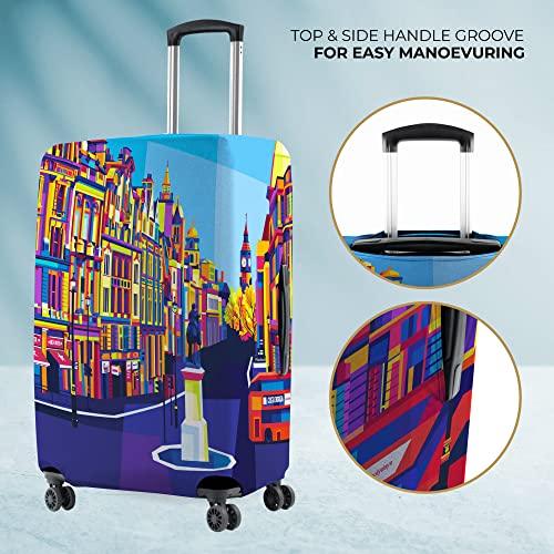 Image of Nasher Miles Polyester 65 (24 Inch) Medium Protective Luggage Cover - London Design