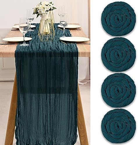 Käsetuch Tischläufer 90x305 Cm - Staubig Blau Für Hochzeit & Party Deko