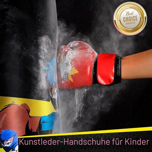 Esnowlee Boxsack für Kinder, hoher 168 cm, Geschenke für Jungen und Mädchen im Alter von 5–12 Jahren zum Üben von Karate, Taekwondo, MMA und zur Linderung von Pent-Up-Energie bei Kindern (Rot)