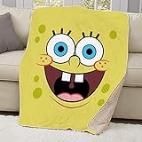 SpongeBob SquarePants Yellow Big Face Sherpa Blanket - Officially Licensed (50' x 60')