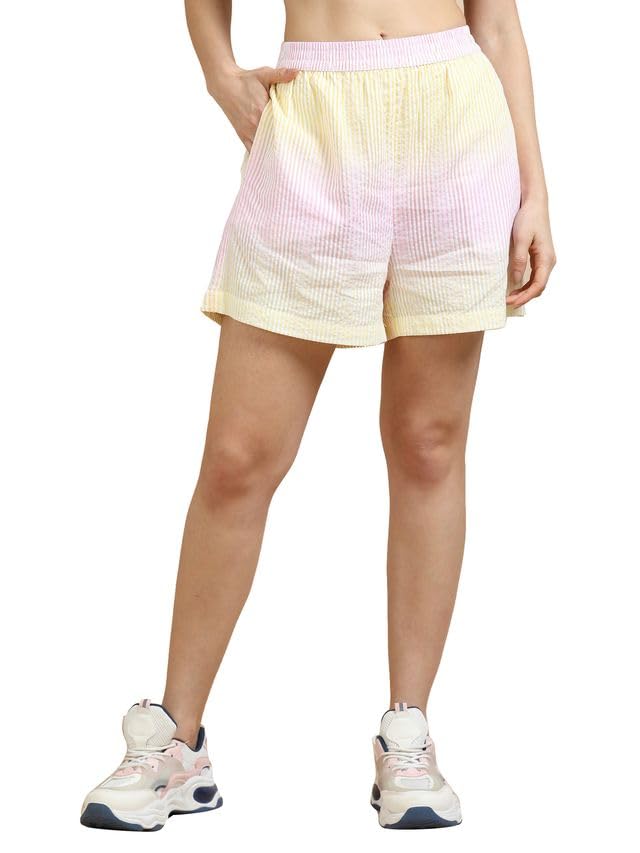 glam & chique Women’s 100% Cotton Seersucker Shorts with Elasticated Waistband S-2XL-picture-14