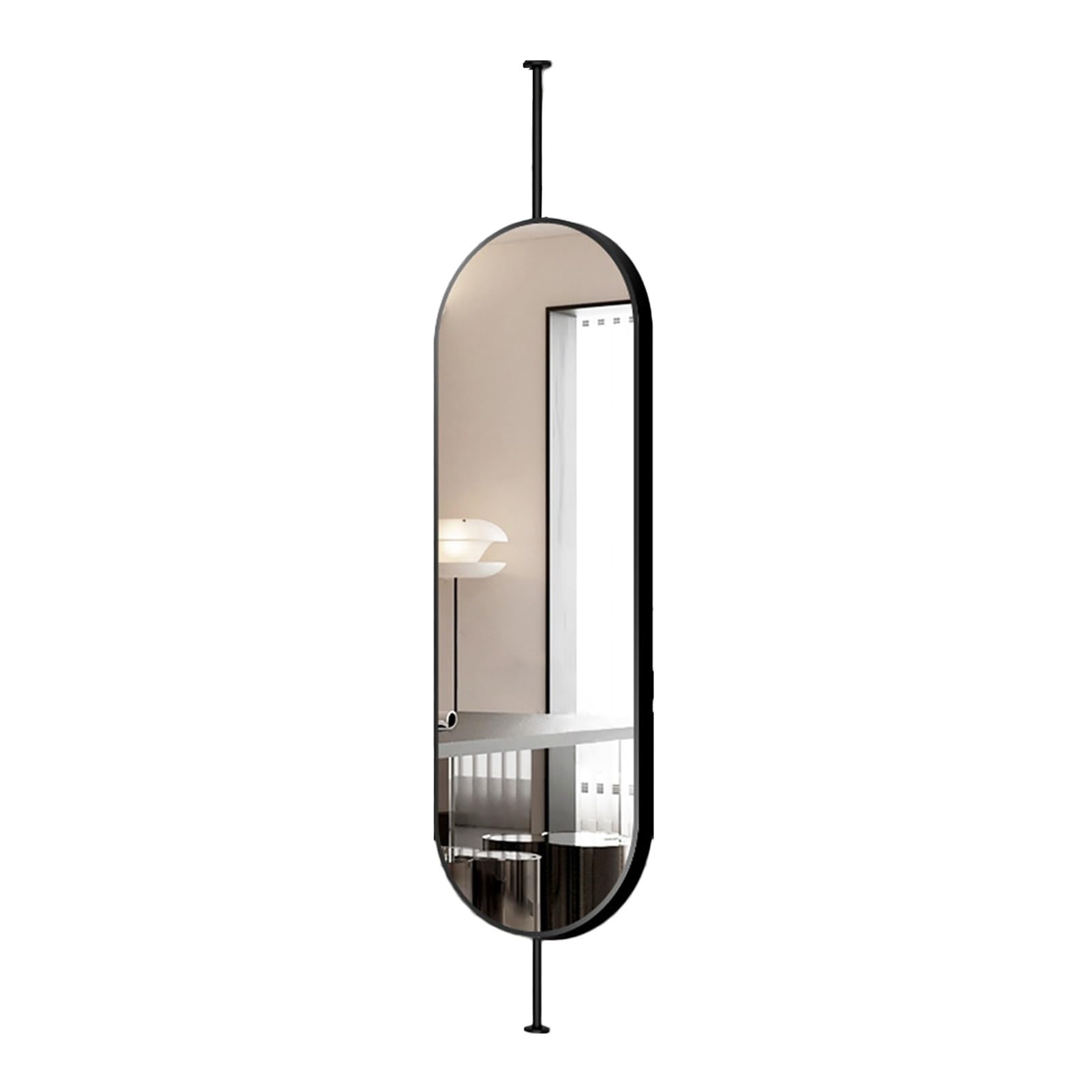 MESOVFCA Oval Ceiling Mirror, Suitable for Bathrooms, Toilets, and Shaving Mirrors Homes Or Hotels(Black,50x100cm)