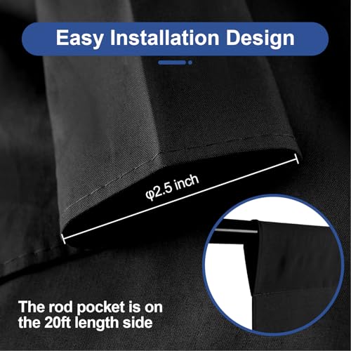 Image of EMART 20x7ft Black Backdrop for Photoshoot, High Density Polyester Fabric Pure Backdrop Curtain, Black Photography Backdrop for Portrait Photoshoot, Video Recording