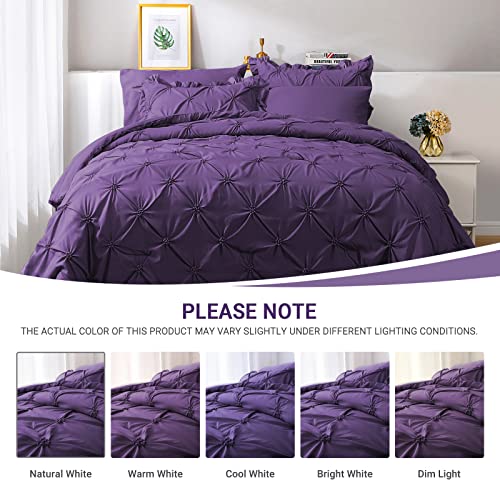 JOLLYVOGUE King Size Comforter Set 7 Pieces, Purple Bed in a Bag Comforter Set for Bedroom, Beddding Sets with Comforter, Sheets,Ruffled Shams & Pillowcases
