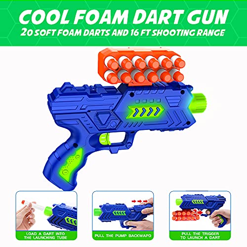 Image of BAODLON Shooting Games Toy for Age 5, 6, 7, 8, 9, 10+ Years Old Kids, Boys - Glow in The Dark Floating Ball Target with Foam Dart Toy Gun, 10 Balls /5 Targets - Ideal Gift