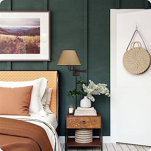 Kira Home Cambridge 13" Swing Arm Wall Lamp - Plug In/Wall Mount, Opaque Paper Shade, 150W 3-Way + Cord Covers, Black Finish #TOP2