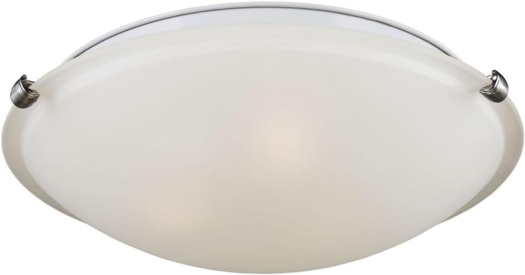 Generation Lighting 7543503-962 Clip Three Light Ceiling Flush Mount Hanging Modern Light Fixture, Brushed Nickel Finish, 3-Light, cETL Listed, Safety Rated for Wet Locations