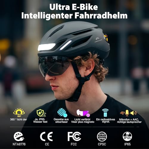 Casco de bicicleta inteligente con intermitentes LED mando a distancia IPX65 2