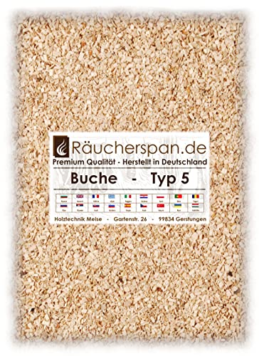 Räucherspäne Räuchermehl Buche Typ 5 Premium Qualität Spangröße 2x2mm aromatisches Buchenholz zum Räuchern