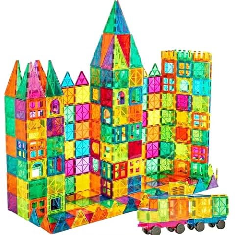 Anbalulu Magnetic Building Tiles, 134PCS Large Magnet Building Set,Magnetic Blocks, 3D STEM Stacking Toys, Magnets Toy for Kids Boys Girls Cover