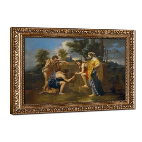 Impression sur toile Nicolas Poussin The Arcadian Shepherds avec cadre à suspendre pour bureau
