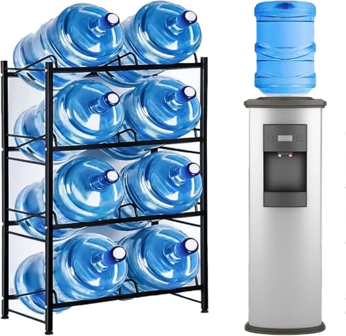 Support de 4 niveaux avec 2 rangées de bouteilles d'eau en acier robuste - 8