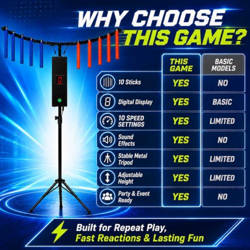Machine de jeu d'arcade reflex catch stick avec 10 bâtons de vitesse