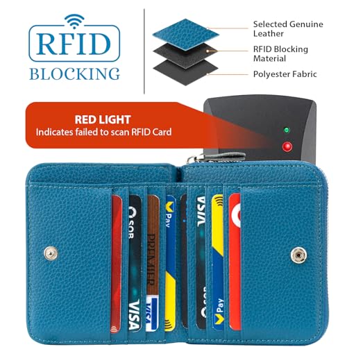 Small Wallet for Women, Genuine Leather RFID Blocking Credit Card Holder Slim Compact Coin Purse Women's Wallets with ID Window 8 Card Slots3