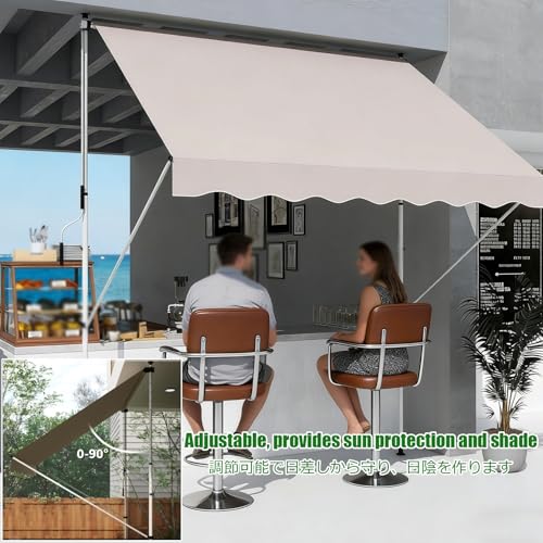 Toldo retráctil para patio con manivela manual de poliéster impermeable 7
