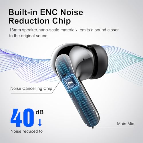 Bluetooth Kopfhörer, Kopfhörer Kabellos Bluetooth In Ear 5.3 Kabellose Kopfhörer mit 4 Mic, 2023 Neue ENC Noise Cancelling Wireless Earbuds 48H Tiefer Bass, IP7 Wasserdicht Ohrhörer LED-Anzeige USB-C – Bild 4