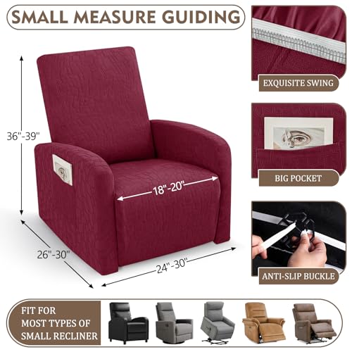 Image of ZNSAYOTX 100% Waterproof Recliner Chair Covers, 3-Piece Stretch Fit Recliner Slipcovers with Buckle & Elastic Band for Lazy Boy, Stay in Place, Soft Plaid Jacquard Protector (Small, Wine Red)