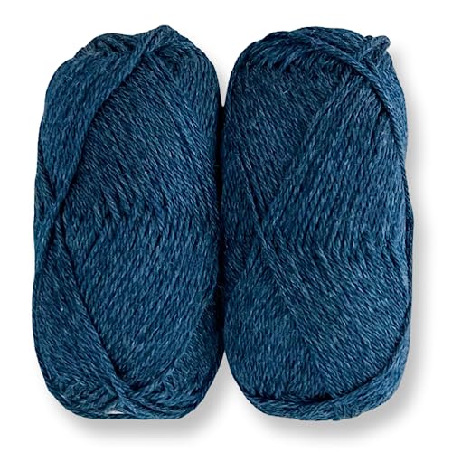 Marvel DK Weight Yarn | Set of 2 50 Gram Skeins | 80% Merino Wool, 20% Tussah Silk Yarn Blend | 240 Yards in Total | Knitting, Crocheting & Weaving (Lakeside Blue)