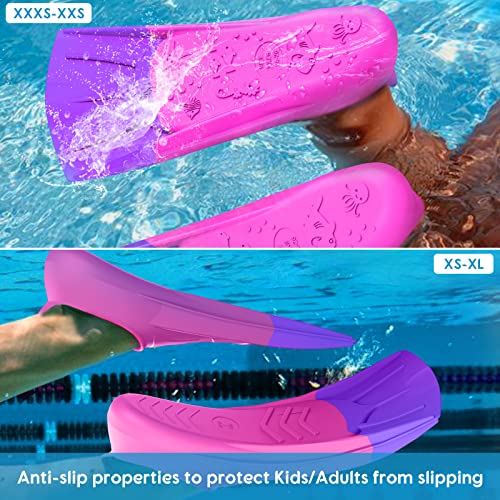 Image of Gintenco Swim Fins, Swim Training Fins for Snorkeling Swimming Diving, Travel Size Flippers with Bag，Floating Fins for Adults Men Women Kids