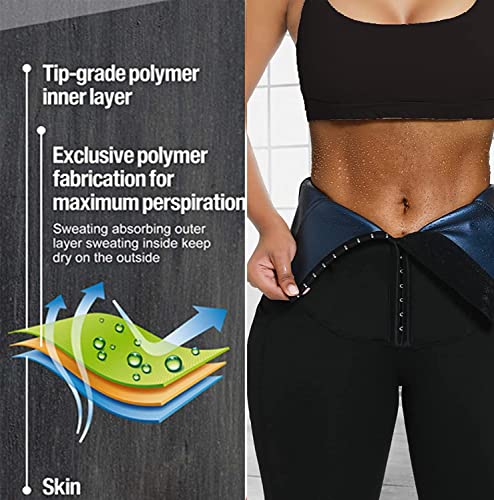 Image of Sauna Pants for Women Tummy Tucker Belly Fat | Neoprene Thermal Sweat Gym Pants with Hook & Eye Closure | High Waist Tummy Control Shapewear Yoga Gym Wear Leggings