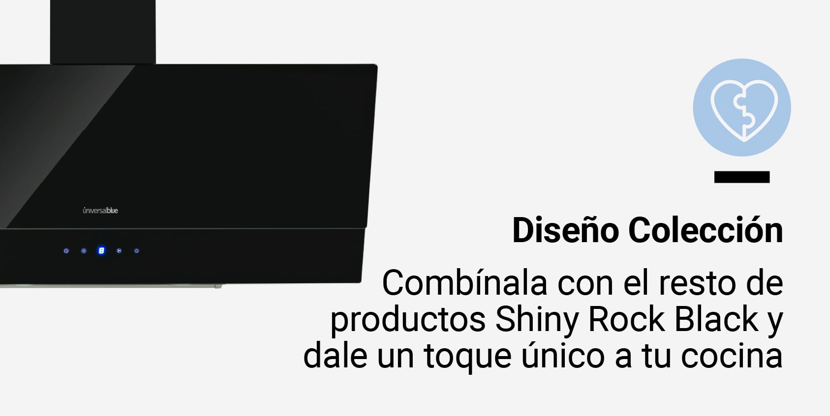 UNIVERSALBLUE Campana Extractora Cristal Negra 90cm | Extractor Humos y Aire Eléctrico para Cocina | Control Táctil | Ruido Reducido | Filtros de Carbono | Fácil Limpieza | Luz LED | Clase C — view 9