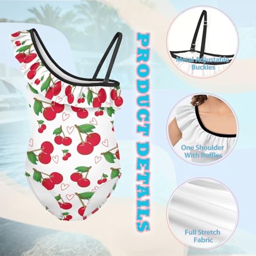 Image of Girls Swimsuit One Piece Ruffle Swimsuit Non-Slip Straps UPF 50+ for Girls Size 3-14 Years
