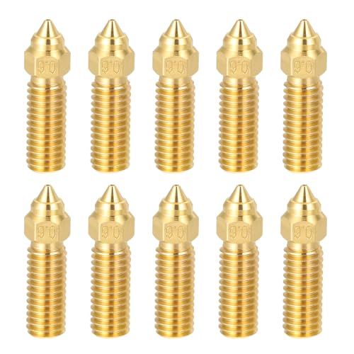 sourcing map 10 Pcs 1.2mm Brass Nozzles, M6 Thread K1 3D Printer Nozzle Accessories High Temperature Pointed Wear Resist