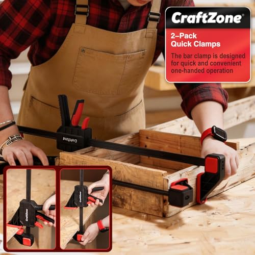 Image of Bar Clamps Wood Clamps for Woodworking 24 inch One Hand Clamp /Spreader - 2-pack Quick Clamps E-Z Hold Bar Clamps Set F Clamp with 300 lbs Load Limit Medium Duty